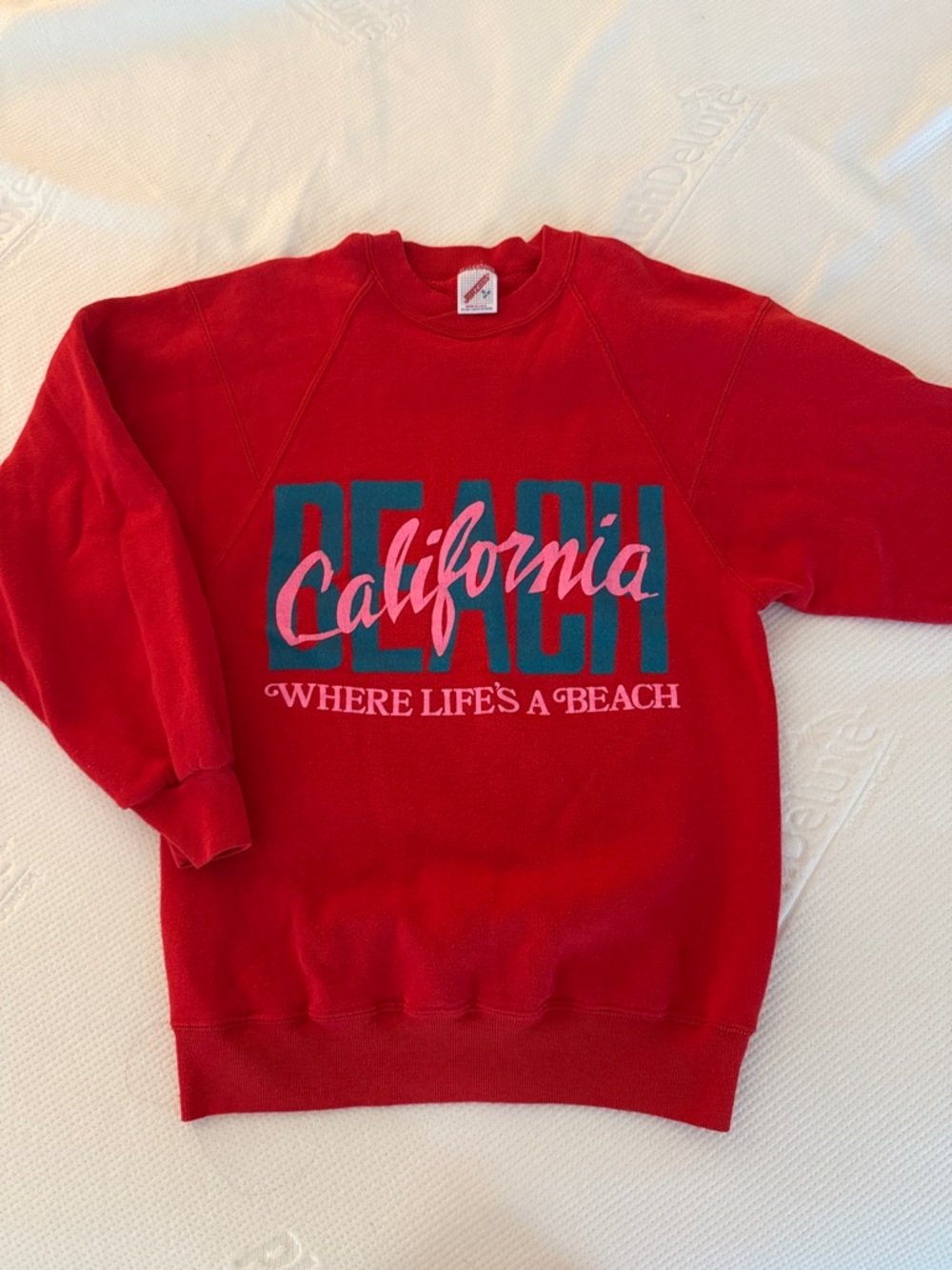 Vintage Jerzees Red "California Where Life’s a Beach" Graphic Sweatshirt